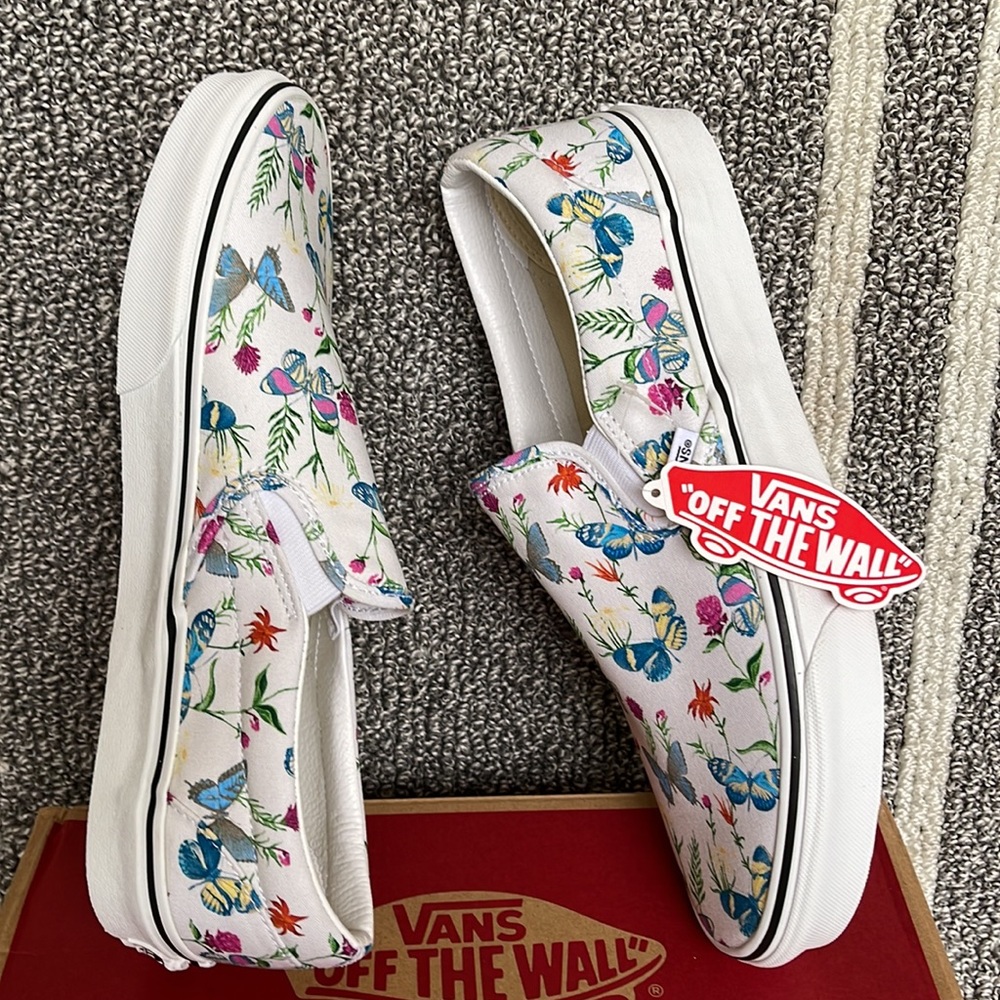 Vans Classic Slip-On Butterfly Floral Marshmallow MENS - Picture 12 of 16